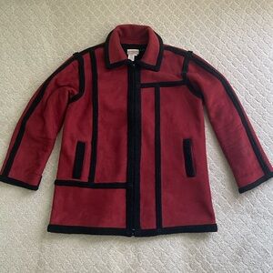 Coldwater Creek Red and Black Suede Fleece-Lined Jacket